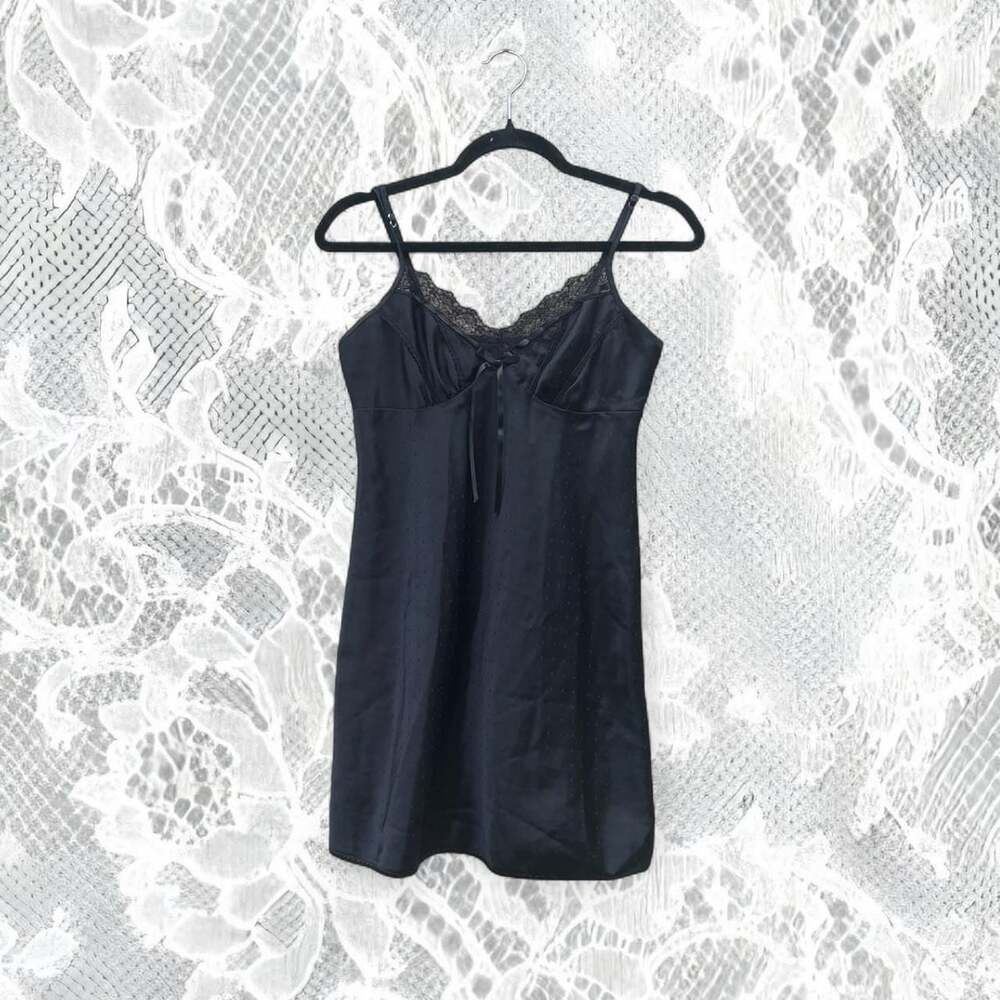 Apt 9 Black Polka Dot Babydoll Slip Dress Size Small